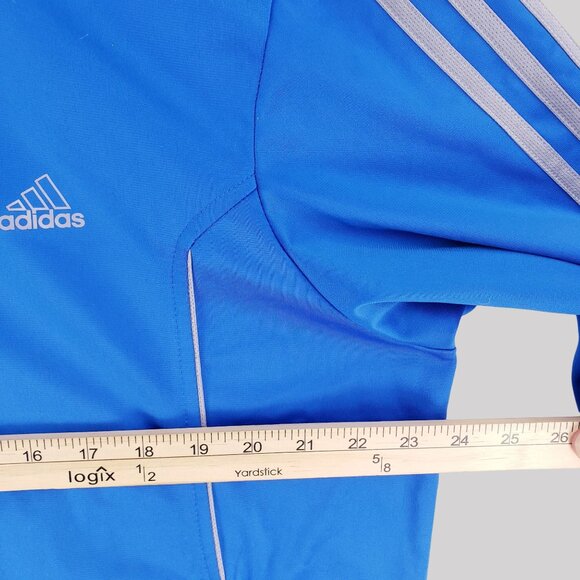 Adidas Blue Full-Zip Climalite Track Jacket With Striped Sleeves Mens XL - Picture 8 of 9